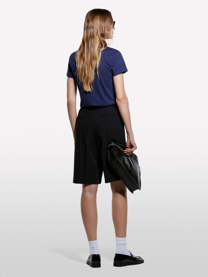 T-shirt girocollo blu marino - t-shirt a manica corta da donna - Blu Scuro | Sisley image number 2